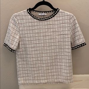 Zara faux pearl rim top